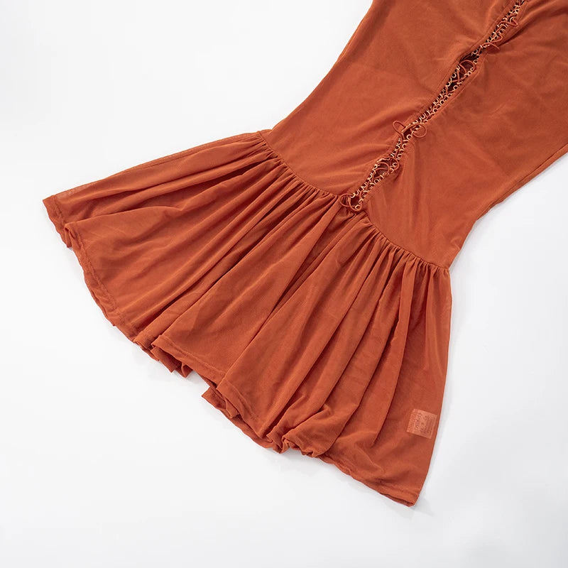 Hollow Sexy Dress Women o-Neck Coquette Sleeveless Patchwork Pleated Hem Halter Summer Midnight Clubwear Mini Bodycon