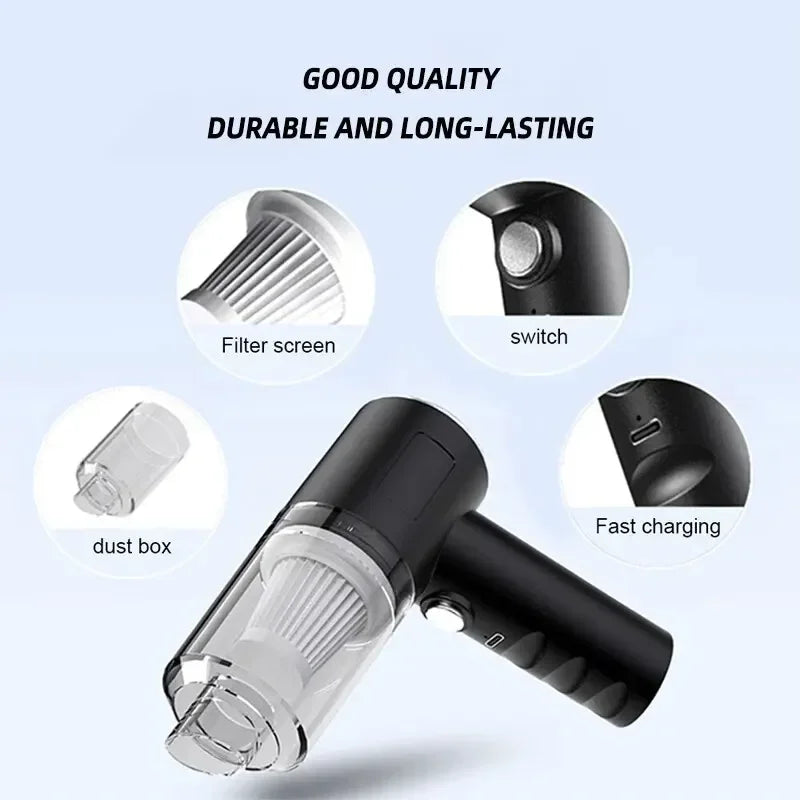 Portable Wireless Car Vacuum Cleaner – 120W High Power Cordless Vacuum for Home & Auto Cleaning