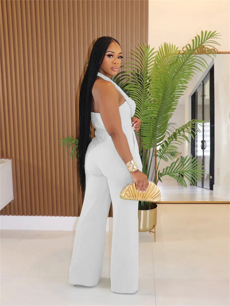 Damesmode Rechte jumpsuit Zomertrend Twist Bandage Halter Gerimpeld Hol Rugloos Mouwloos Klassieke outfits