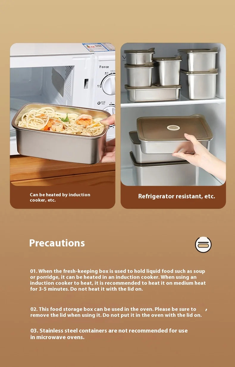 304 SS Airtight Leakproof Containers, BPA-Free - Fridge/Freezer/Microwave Safe, Stackable - Home/Kitchen Lunch Box Fruits/Meals