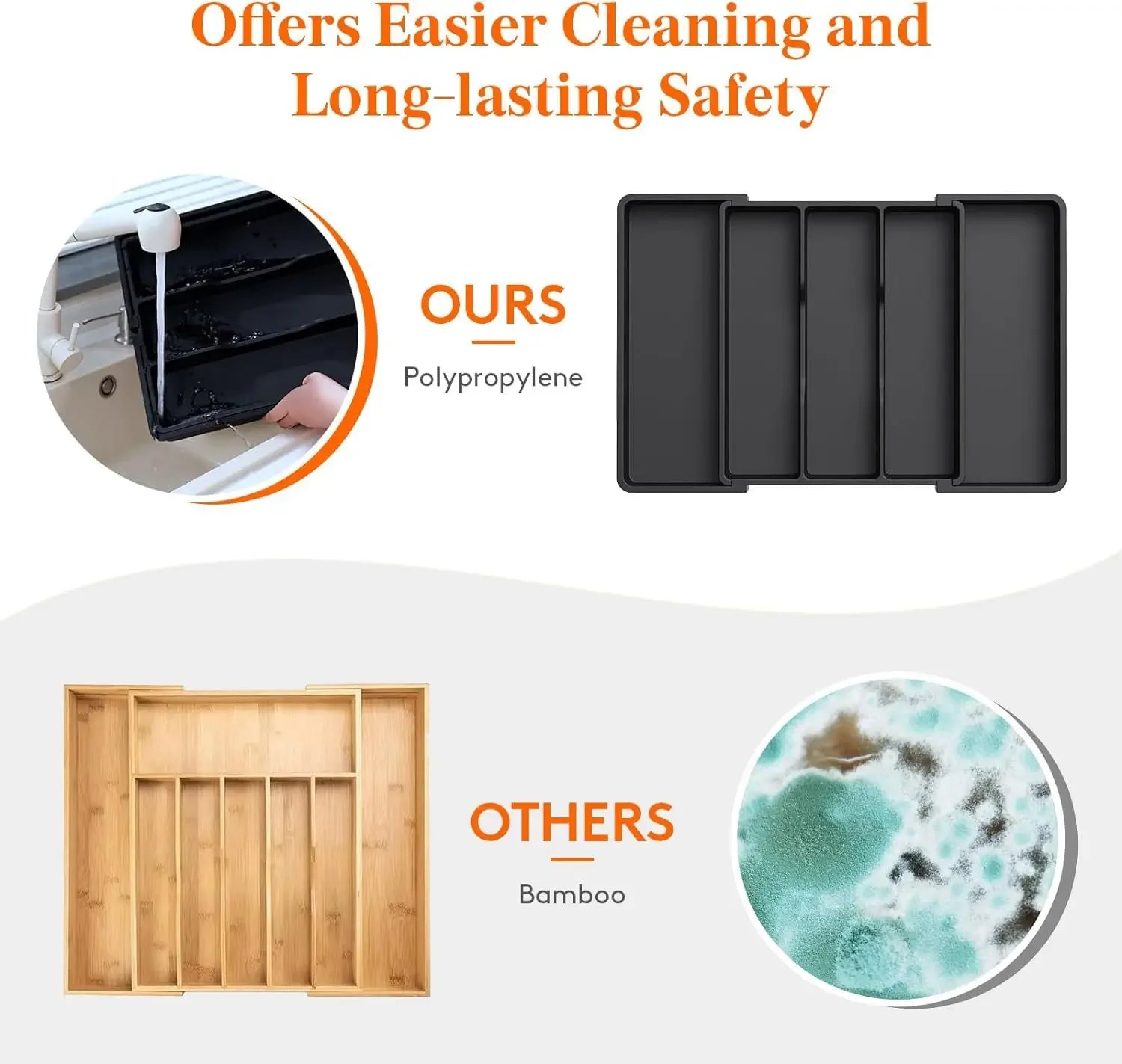 Kitchen Silverware Drawer Organizer Expandable Utensil Tray Adjustable for Spoons Forks Knives Flatware and Cutlery Organizer