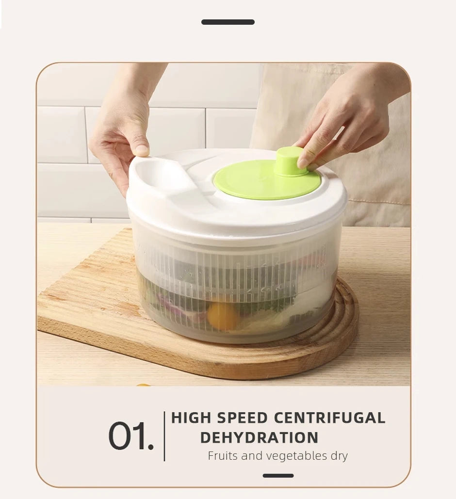 Salad Spinner Lettuce Greens Washer Dryer Drainer Crisper Strainer for Washing Drying Leafy Vegetables Kitchen Tools