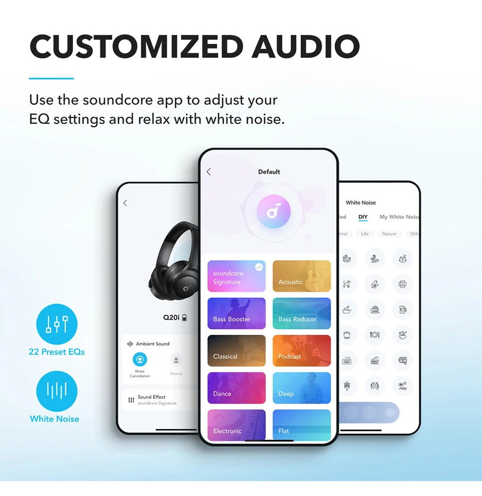 Soundcore by Anker Q20i Hybrid Active Noise Cancelling Headphones Wireless Over-Ear Bluetooth 40H Long ANC Playtime