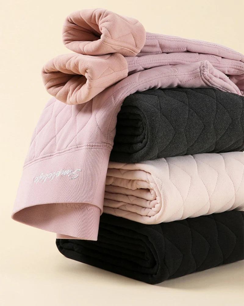 Women's High Waist Thick Thermal Pants Winter Windproof Knee Middle Aged Elderly Base Pant Elastic Waist Tummy Control Base Layer