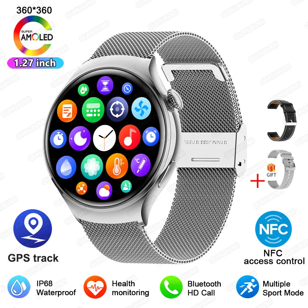 2025 Women's Fashion Smart Watch AMOLED HD Screen GPS Sport Heart Rate Bluetooth Call Waterproof Outdoor Smartwatch For Ladies