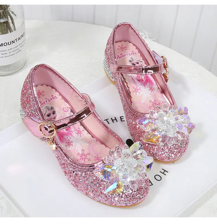 Fashion Elsa Princess Girl Shoes Frozen Cartoon Dress Shoes For Girls Fashion Party Shoes With High Heels Christmas Gifts