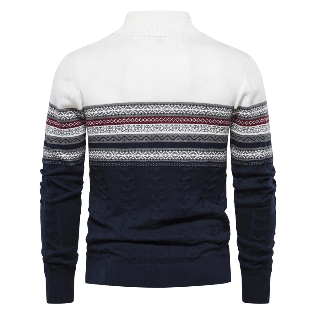 Men's Autumn High Quality Zipper Pullers Warm Winter Cotton Sweaters for Men Ethnic Patterns Casual Male Sweater