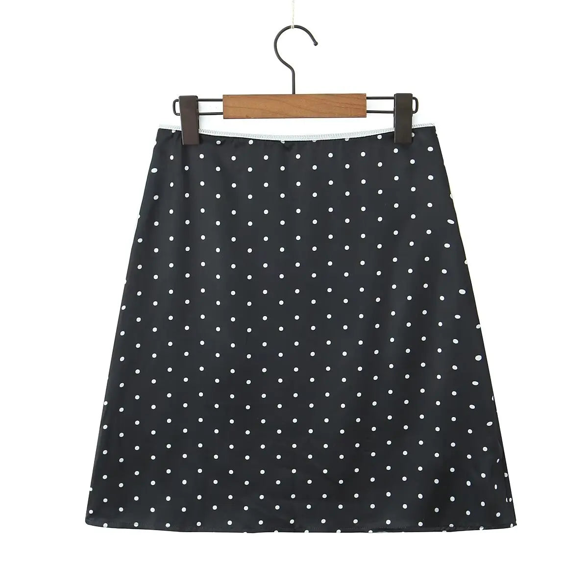 2025 Women Vintage Black White Polka Dot A-line Knee Length Skirt Sexy Low Waist Holiday Summer Skirts