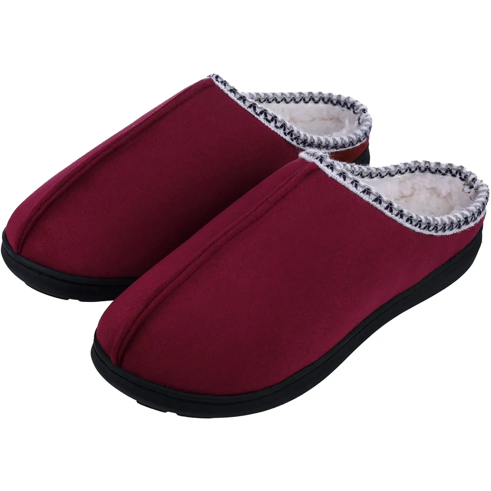 Men's Winter Plush  Slippers Fleece Lined Anti-Slip Fur Suede Mules For Indoor Casual Fuzzy House Male Fluffy Shoes