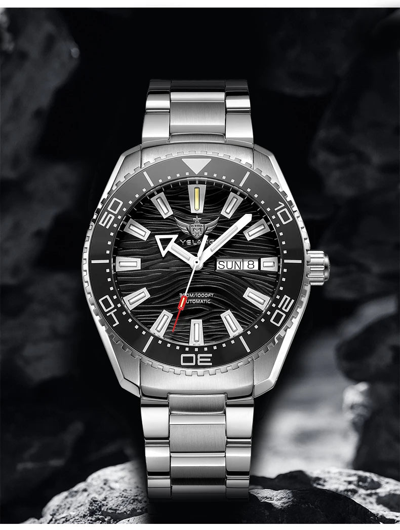 Yelang V5.2 Mechanical Watch 44M Rotatable Ceramic Bezel Sapphire Lens SW220 300m Super Waterproof Men's Diving Watch Reloj