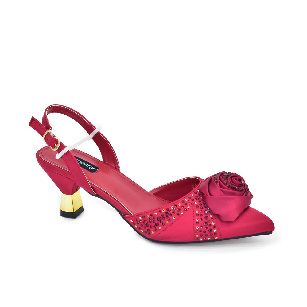 2025 Italian Design African Women's High Heels Pointed Toe Sandals Party Wedding Party Shoes and Bags Set for Wedding