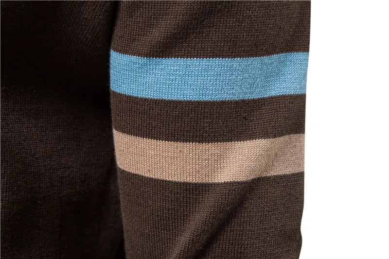 Men's Autumn and Winter 100% Cotton Zipper Cardigan Casual Patchwork Fashion Male Knitted Sweaters for Men