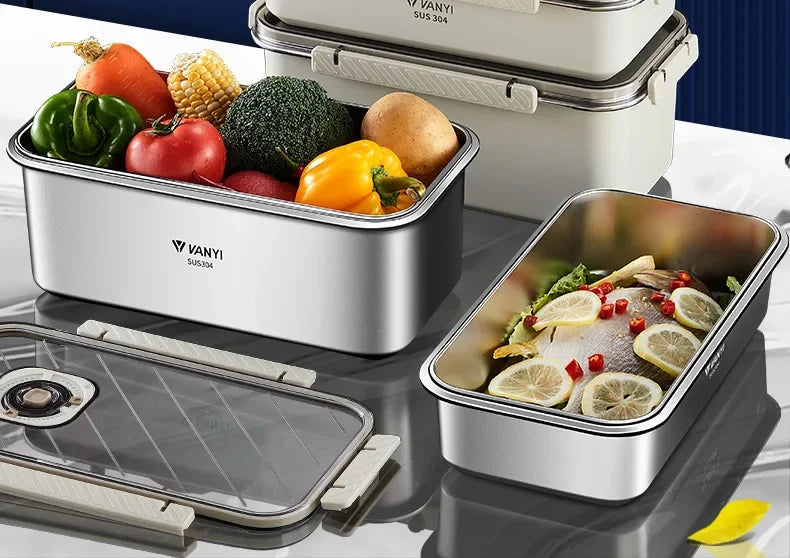 Stainless Steel Airtight Containers w/ Date Indicator & Leakproof Lid - BPA-Free Microwave/Freezer Safe - Home/Kitchen Lunch Box