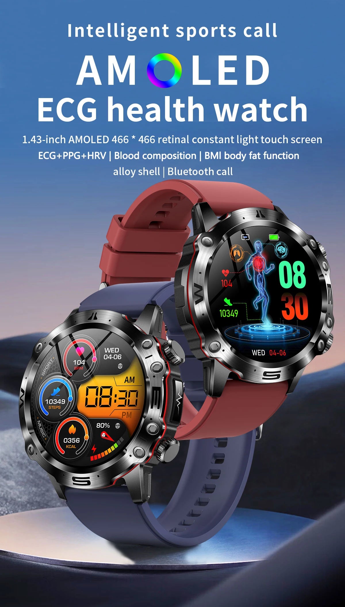 2025 Nieuwe Smart Watch Monitoring Bloeddruk Urinezuur ECG + PPG Fitness Tracker Klok Bluetooth Call Health Smartwatch Voor Mannen