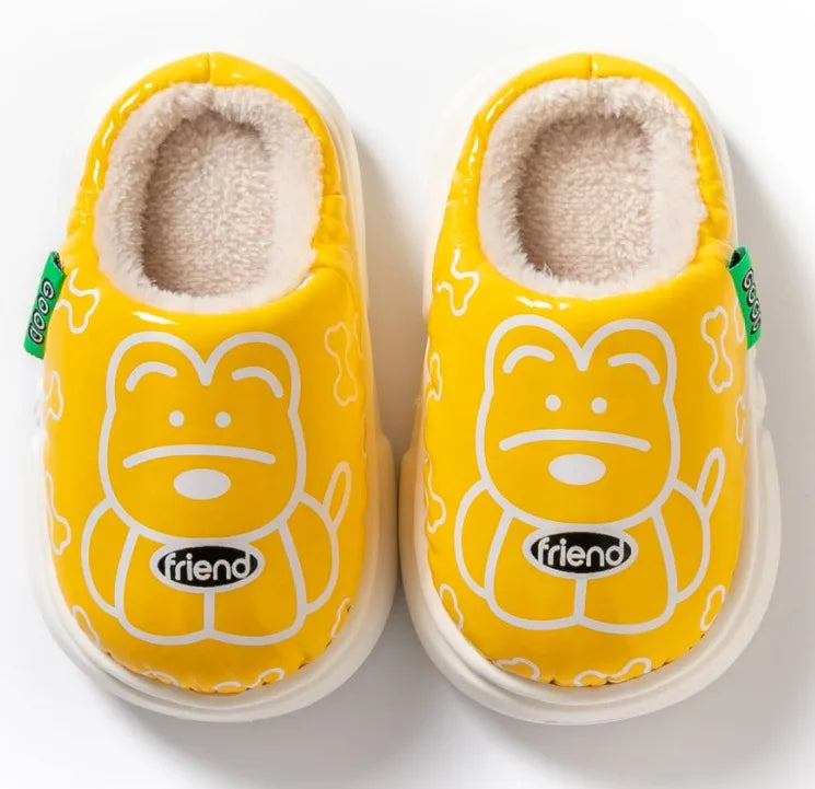 Kids' Slippers House Shoes Cartoon PU Leather Winter Shoes Warm Anti-Slip Soft Bottom Shoes For Girls Size 24-35