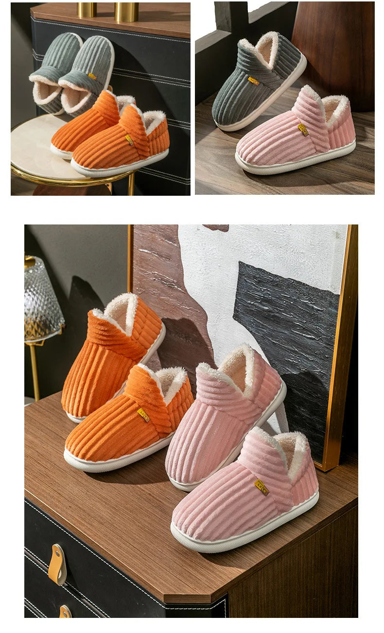 Unisex Warm Plush Fur Winter Slippers Indoor and Outdoor Fluffy Warm Fuzzy House Shoes With Fuzzy Soft Furry For Men & Women