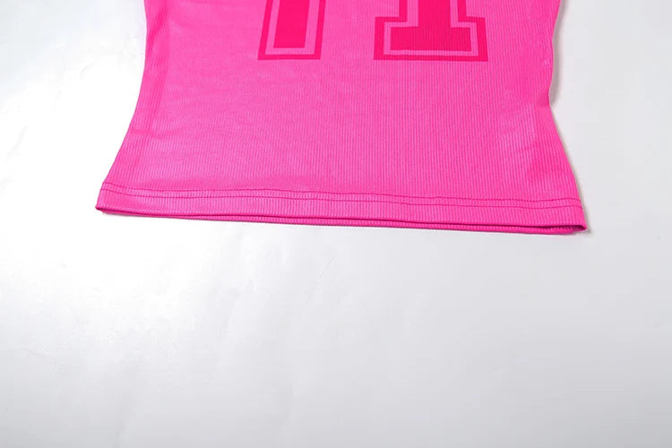 Number Print Vests  Summer Trend o-Neck Patchwork Skinny Stretch Street Daily Hottie Sporty Simple Classic Women Tops