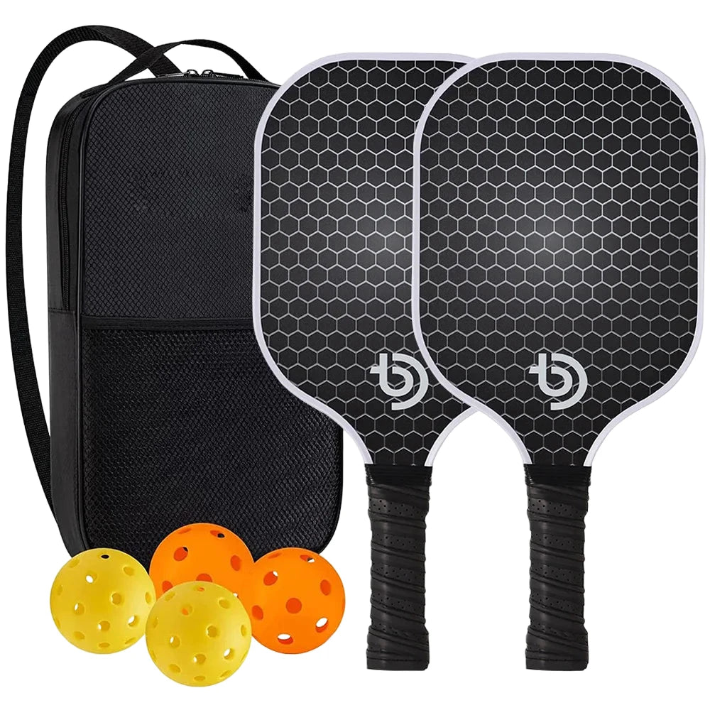 Pickleball Paddles, Honeycomb Core 4 Balls With Portable Racquet Cover Carrying Bag - USAPA Approved Set Rackets