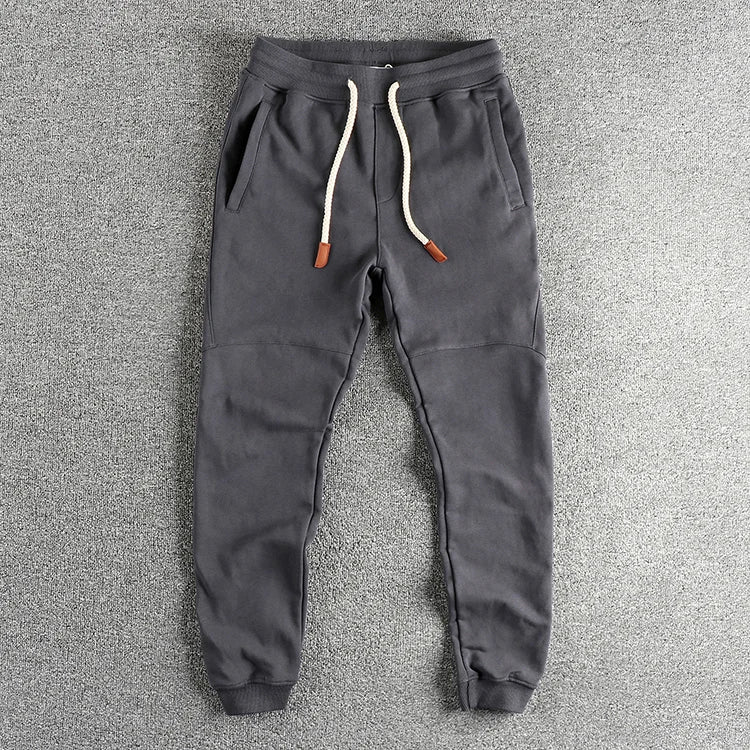 Herfst Nieuwe Amerikaanse Retro Badstof Effen Kleur Joggingbroek Heren Eenvoudige Gewassen Trekkoord Casual Sport Jeugd Enkelband Broek