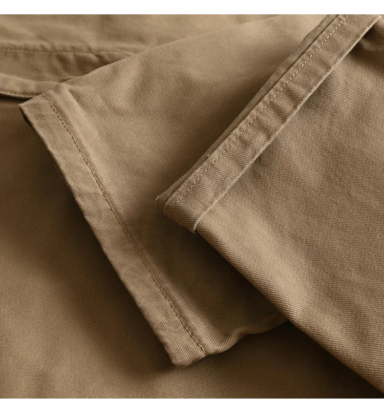 2025 Lente en herfst Nieuwe Amerikaanse retro geweven twill chino cargobroek Heren eenvoudige 100% katoenen gewassen casual rechte broek