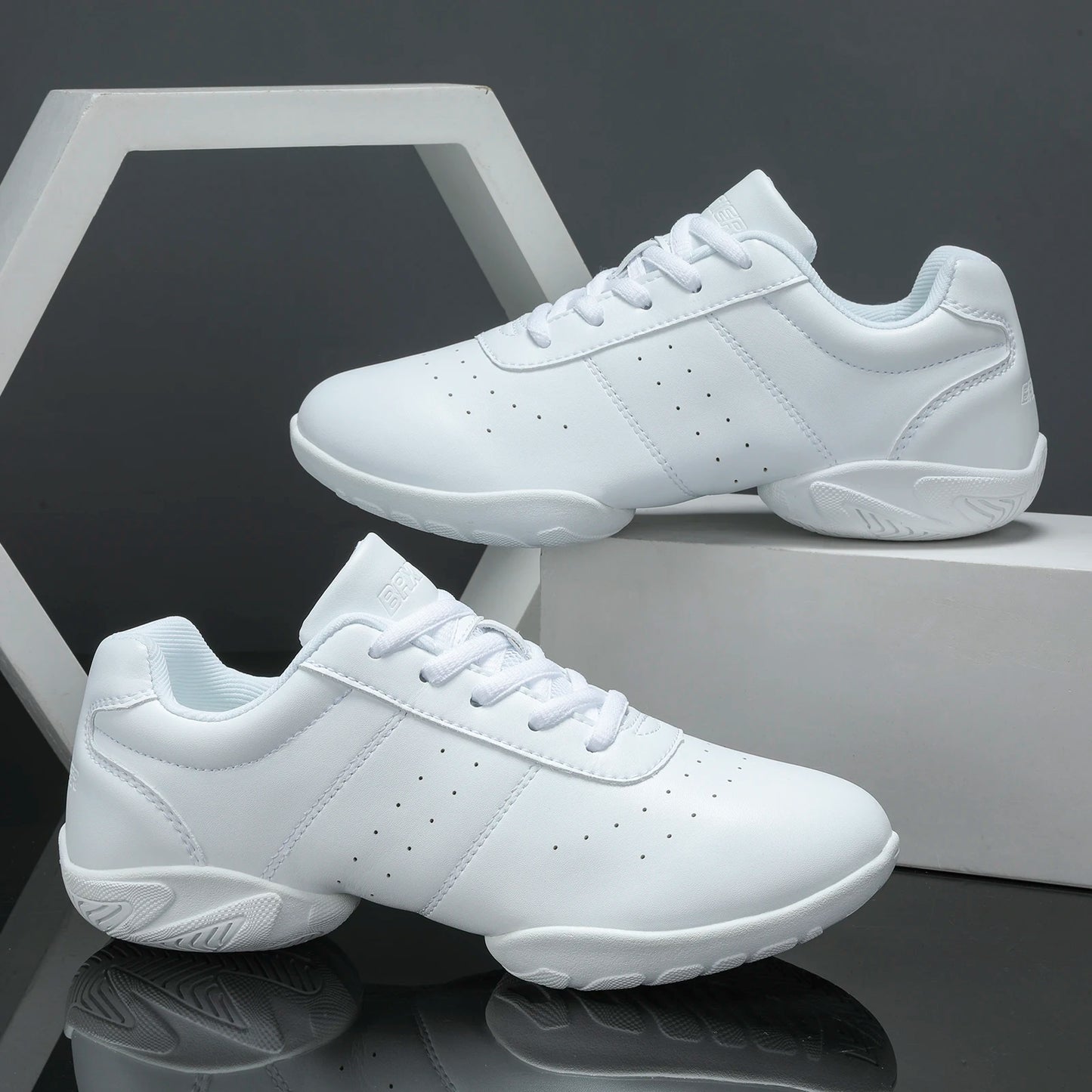 Girls White Dance Shoes Jazz Sneakers Youth Cheerleading Shoes Athletic Training Tennis Kids Competitive Aerobics Shoes
