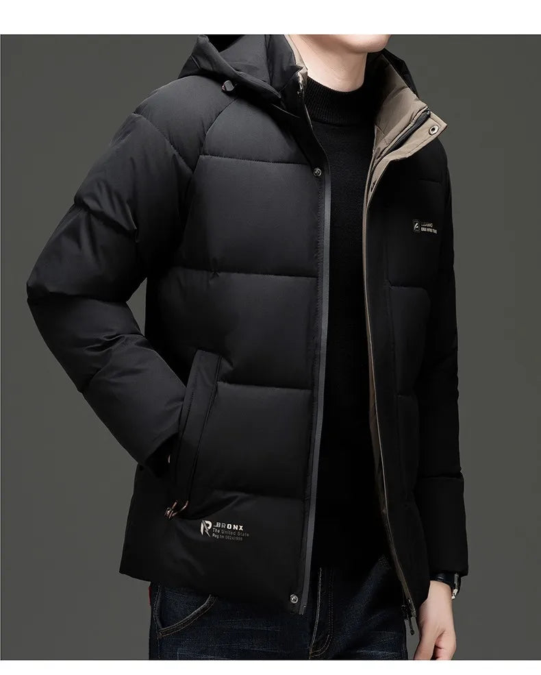 Men's Top Grade Designer Brand, Parka Jacket Cropped Thick Casual Fashion, Hooded Windbreaker, and Quilted Bubble Male Coats