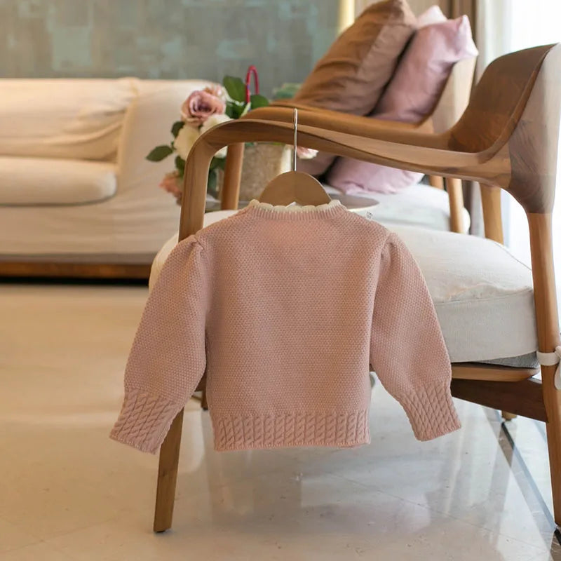 New Autumn Kids Sweater Cute Bow Girls Knitwear Clothes Knit Korean Version Children's Cardigan Tops 2-6T Girls