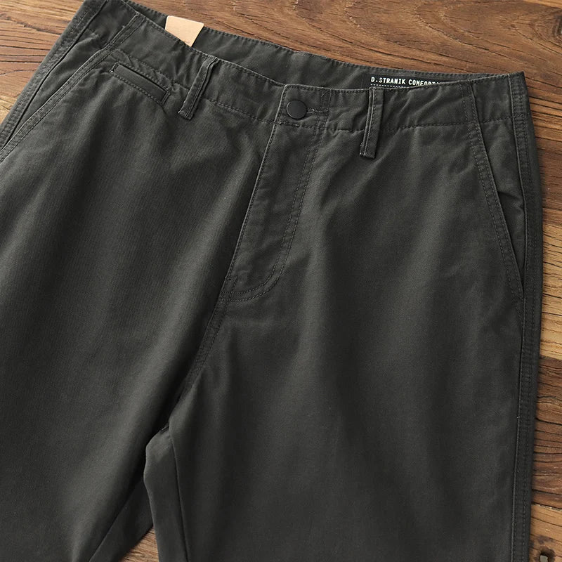 Spring Autumn New American Retro Twill Amekaji Chino Cargo Pants Men's Simple 100% Cotton Washed Straight Casual Trousers
