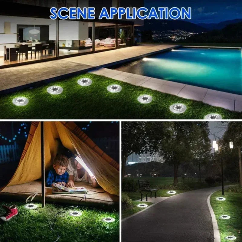 1/4/8-pack zonnelampen voor buiten, 8/20 LED's, schijfvormige ondergrondse lamp, spot, begraven zonnelamp voor huis, tuin, gazon en tuindecoratie