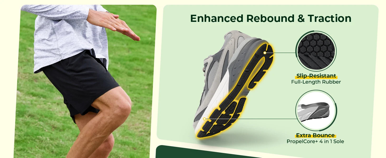 Men's Extra Wide Cushioned Sports Walking Shoes For Swollen Feet, Flat Feet, And Arch Fit - Suitable For Heel Pain Relieve