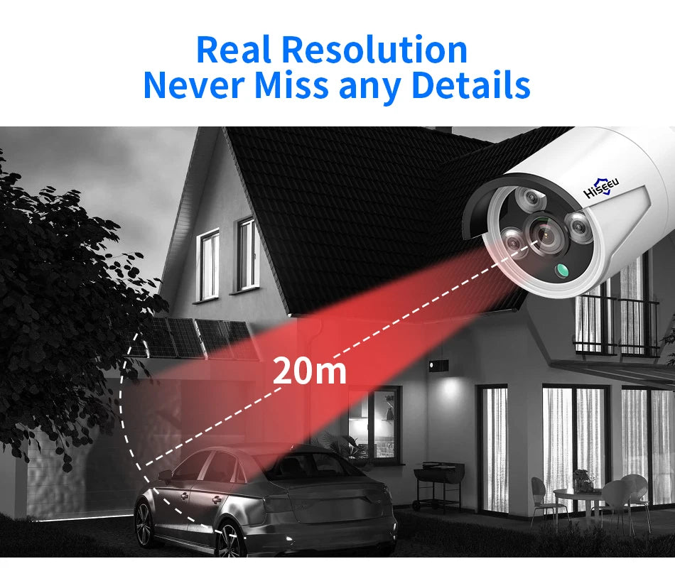 Hiseeu 5MP Audio IP Security Surveillance Camera POE H.265 Outdoor Waterproof IP66 CCTV Camera P2P Video Home for POE NVR