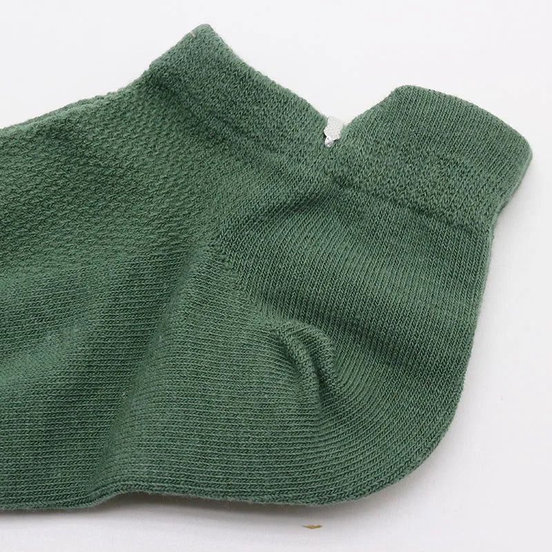 5 Pairs Summer Men's Cotton Short Mesh Harajuku Comfortable Solid Colour Casual Ankle Socks Male Net Sneaker Socks