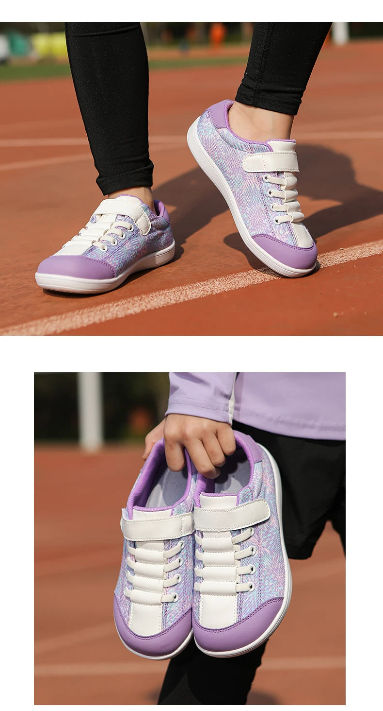 Blotevoetenschoenen voor kinderen, lichtgewicht ademende sneakers met brede neus voor sporten, hardlopen, tennis en buitenavonturen