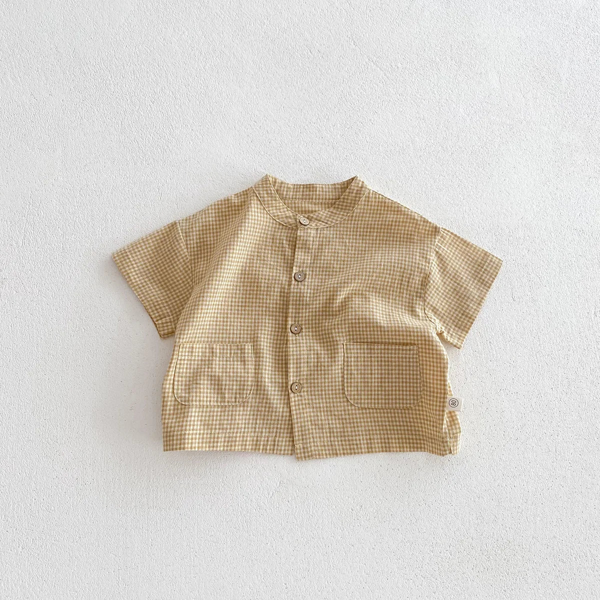 Summer Thin Short Sleeve T-shirt and Shorts Set Small Stand Collar Cool Toddler Boys Baby Girls 2PCS Casual Beach Suits 1-5Y Unisex