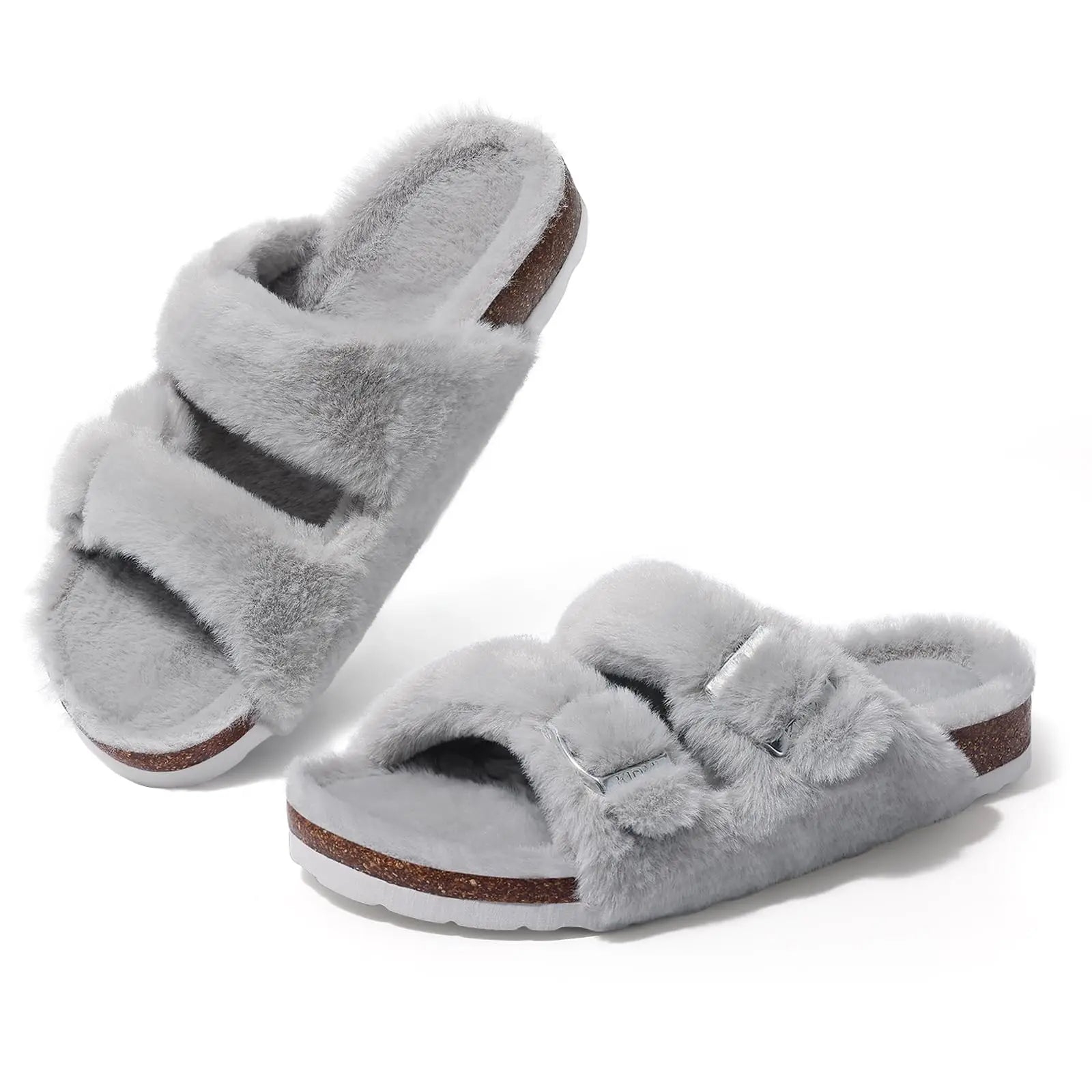 Women's Winter Warm Leisure Slippers Non-Slip Outdoor Slides Cork Insole Cosy Slip-On With Arch Support Suitable As Ladies' Sandals