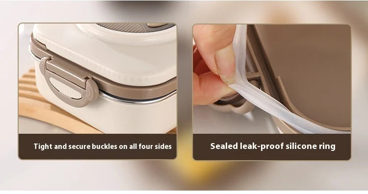 304 Stainless Steel Microwave Safe Partitioned Bento Box - Large Capacity Lunch Container for Students & Office Workers