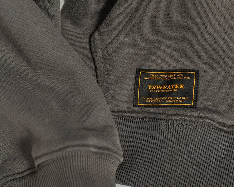 Autumn Winter American Retro Hooded Kangaroo Pocket Sweatershirts Men's Fashion Loose Casual Heavyweight Velvet Pullover Hoodies