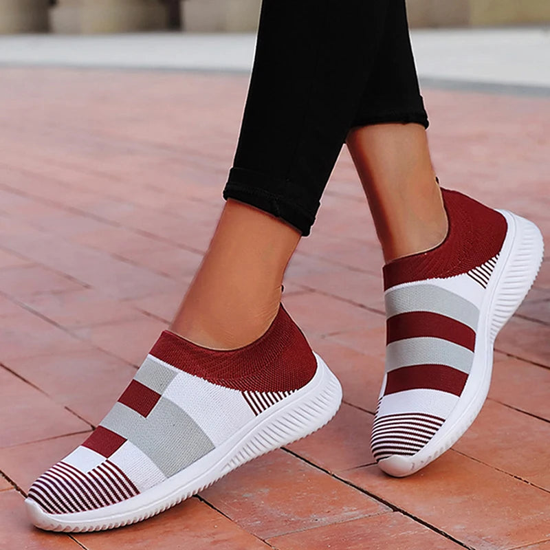 Fashion Women Sneakers Flat Shoes Woman Vulcanized Sneaker Women Slip On Sock Shoes Plus Size Women's Sneaker Zapatos De Mujer
