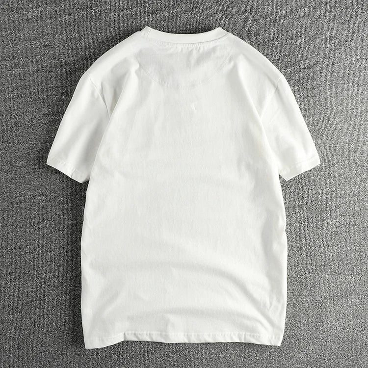 Summer American Retro Short Sleeve O-neck Letter Motorcycle Printed T-shirt Men's Fashion 100% Cotton Washed Casual Youth Tops