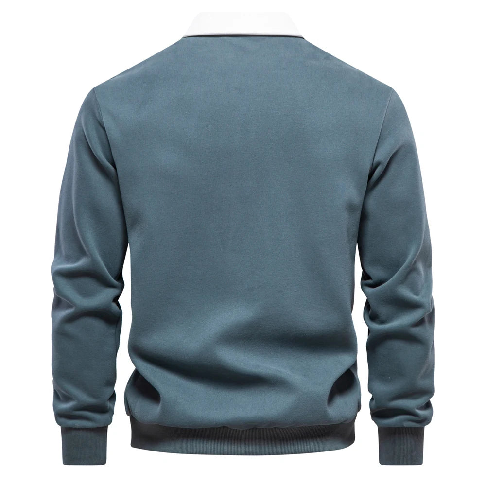 Autumn Fashion Design Polo Neck Sweatshirts For Men Casual and Social Wear Quality Cotton Sweatshirts