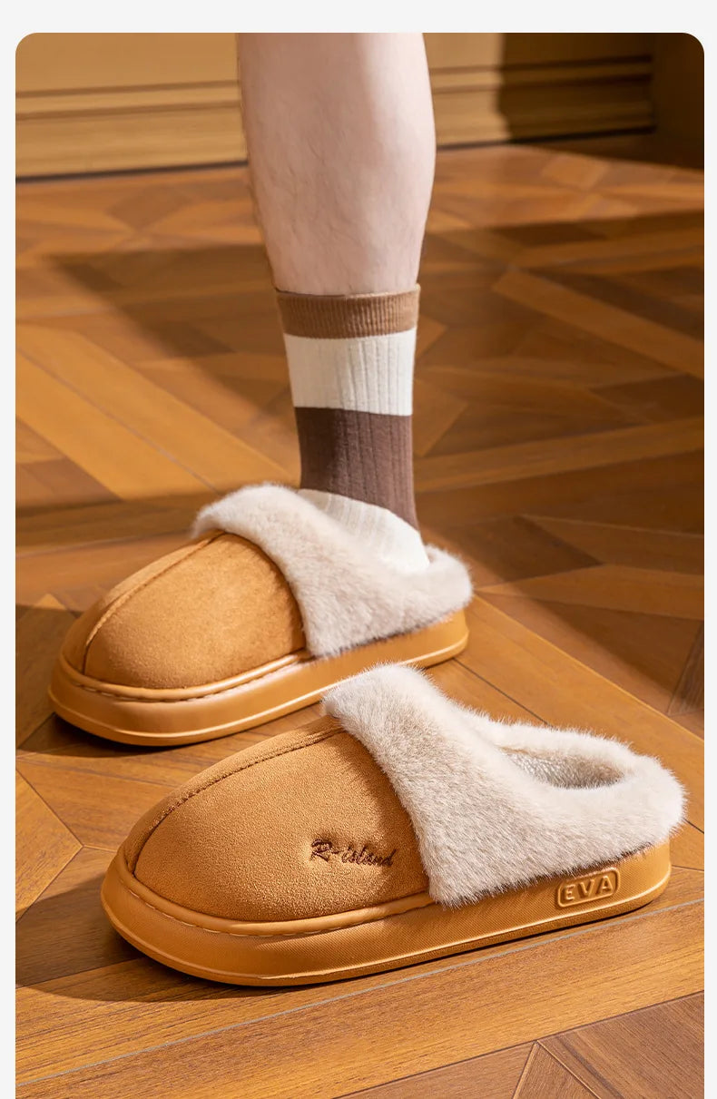 Women's Winter Warm Platform Cotton Plush Slippers Suitable As Fluffy House Footwear With Soft Sole Non-Slip Ladies' Shoe