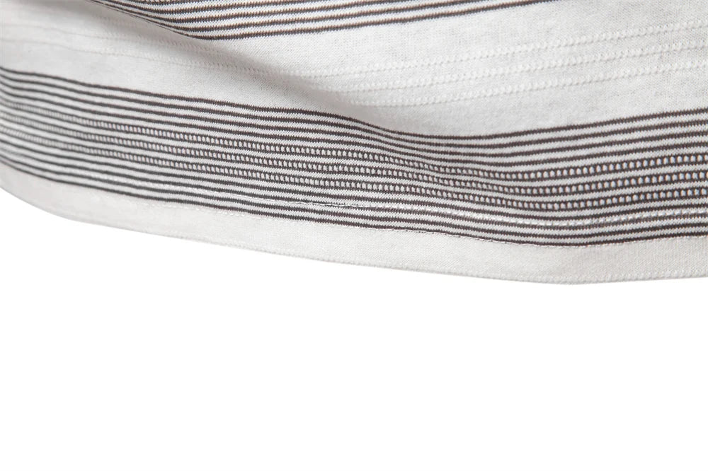 2025 New Summer Striped V Neck Cotton Polo Shirts for Men Breathable Short Sleeve Casual Knit Shirts Comfort Fit