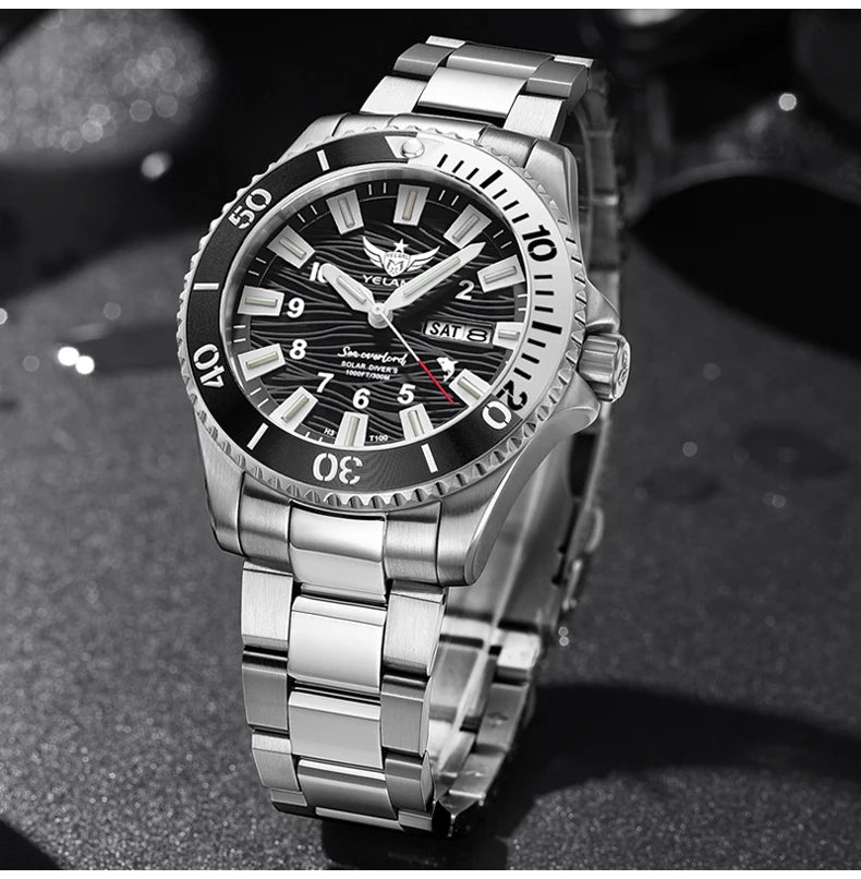 Yelang V1217 42mm Japan Eco-Drive Solar Watch Men's Watch 300M Diver Watch  30ATM Professional Waterproof  Sapphire Luminous