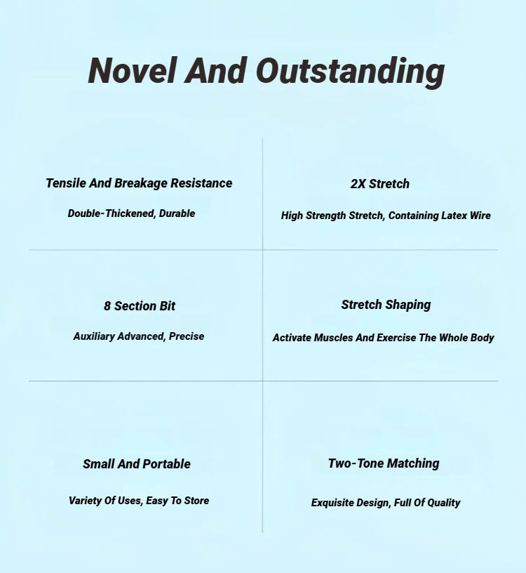 8 Section Style Dance Resistance Band Yoga Stretching Pilates Fitness Digital Elasticity Elastic Stretch Training Tension Belt