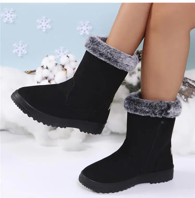 Winterlaarzen voor dames 2025 Trendschoenen Dames Platform Damesschoenen Platte Halfhoge Laarzen Platform Winterlaarzen voor dames Botas Mujer