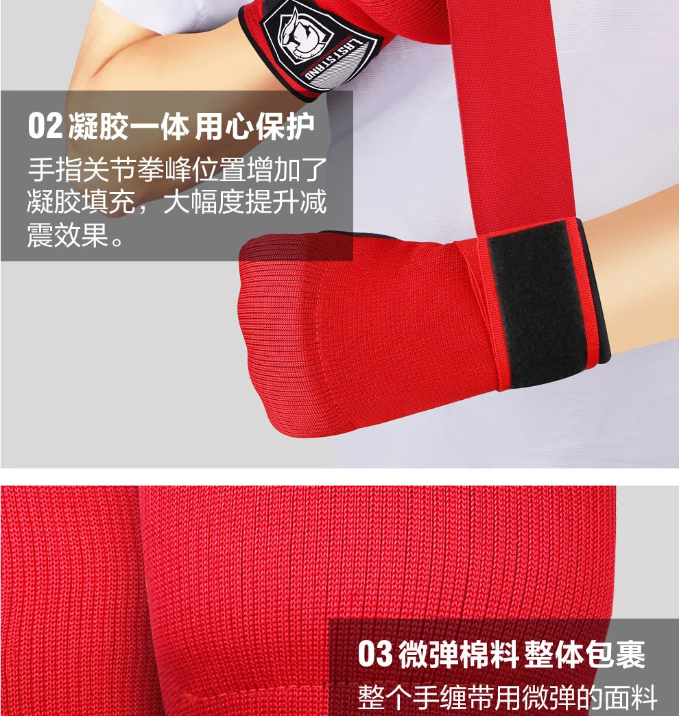 Gel Boxing Hand Wrap Gloves – Adjustable Half Finger MMA & Boxing Wrist Support Gloves with Long Strap Protective Training Gear