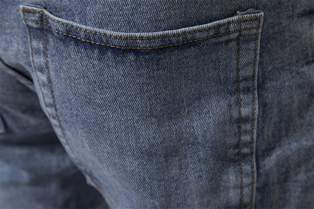 Men's Autumn Denim Jeans Pants Slim Fit Straight Quality Cotton Jeans Business Casual Denim Pants For Men
