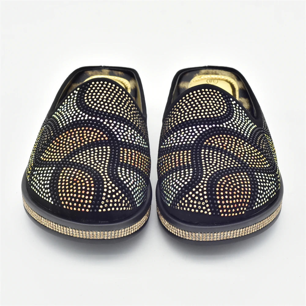 Fashion Women Mules Half Closed Slippers for Female Shoe Bling Rhinestone Sparkly Light Comfy Walking Shoe