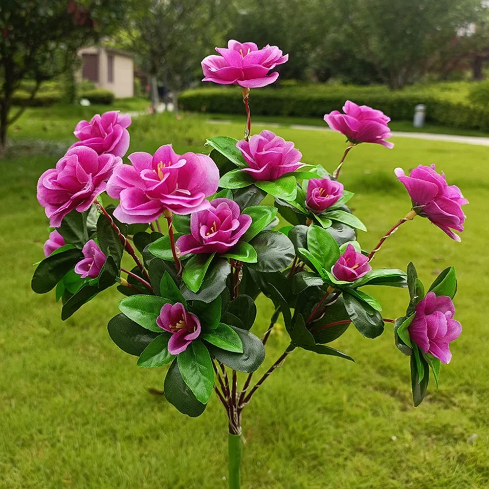 LED Solar Light Azalea Flowers Garden Lamp Home Decorative Light Landscape Orchid Rose LampYard Lawn Path Holiday Wedding Lights