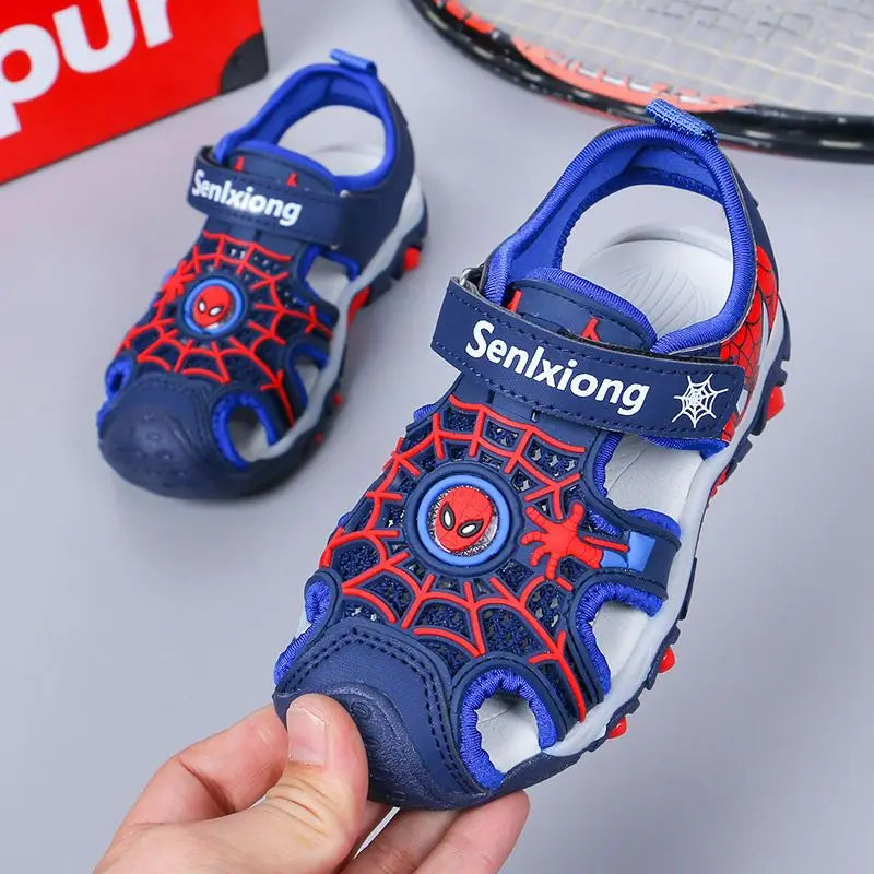 Kindersandalen Heren Zomersandalen Studenten Open Peep Toe Cartoon Strand Antislip Zachte Zool Zwart Blauwe Schoenen Maat 26-35